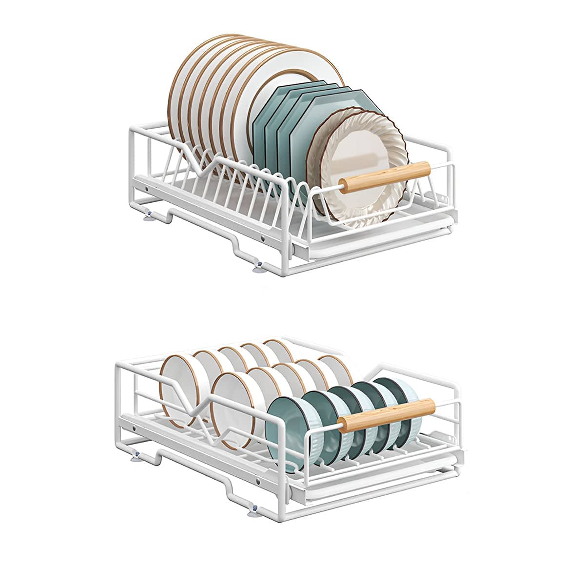Pull Out Kitchen Cabinet Storage Rack, Carbon Steel - Bowl Rack, 40 x 30 x 13 cm - view 3