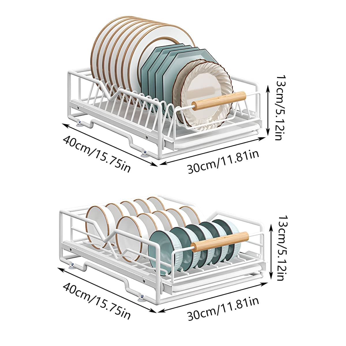 Pull Out Kitchen Cabinet Storage Rack, Carbon Steel - Bowl Rack, 40 x 30 x 13 cm - view 4