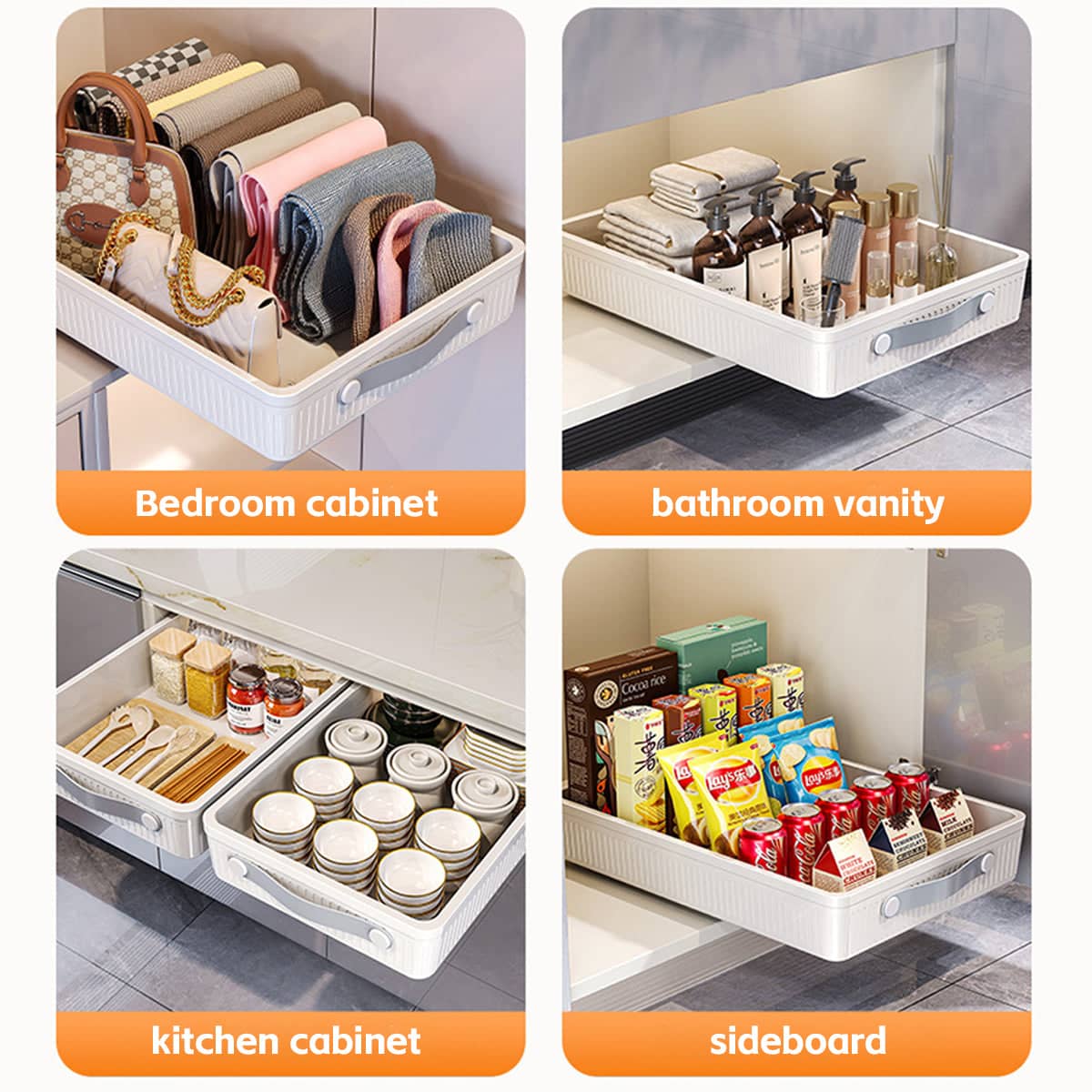 Pull Out Kitchen Spice Rack Organiser for Cabinets, Set of 2 - Size M (40 x 25 x 8.6 cm) - view 5