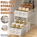 Pull Out Storage Shelf 2 Tier Kitchen Organiser for Under Sink and Pantry Cupboards