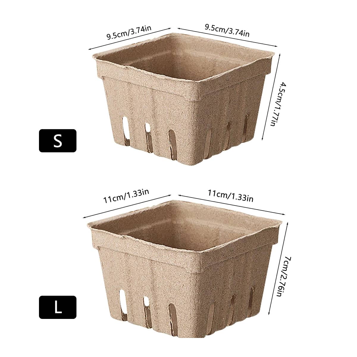 Pulp Fruit Box Pack of 60 Eco Friendly Storage Basket - Large 11 x 11 x 7 cm - view 4