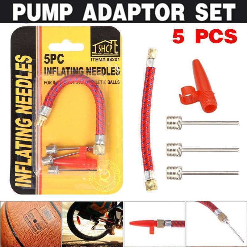 Pump Adaptor Set with Inflating Needles and Valve Nozzle for Balls and Toys, Pack of 5