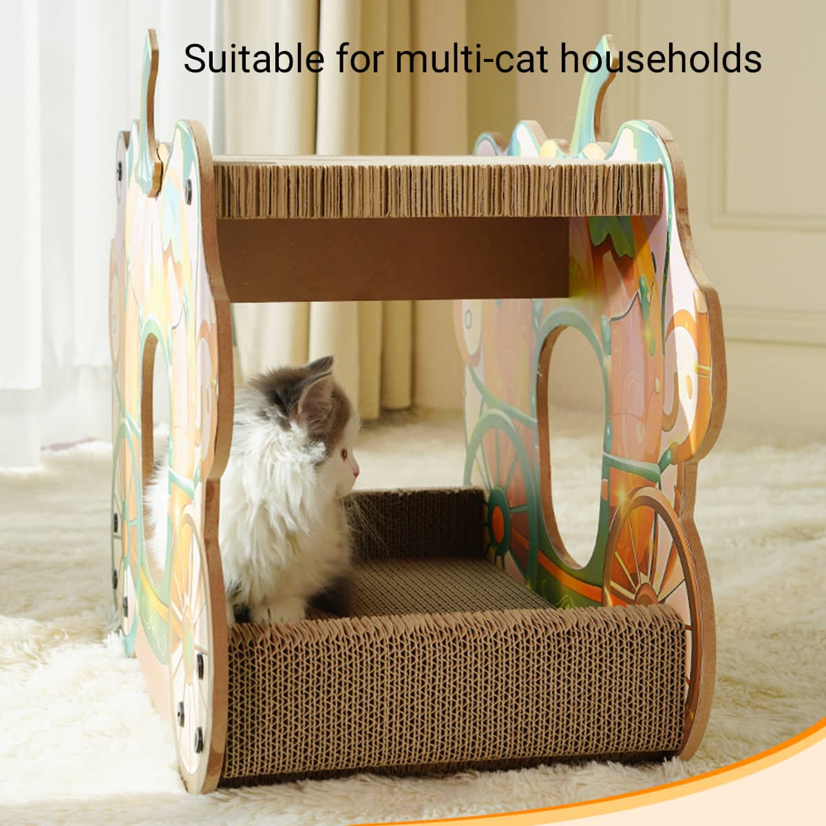 Pumpkin Cat Cart Double Layer Cat Scratch Board and Cat Bed Furniture for Sleeping - view 5