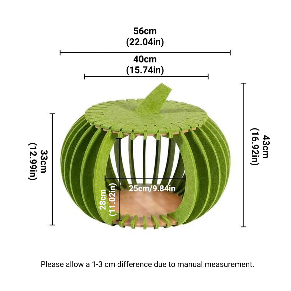 Pumpkin Cat Nest Felt Cat Bed - Green - view 4