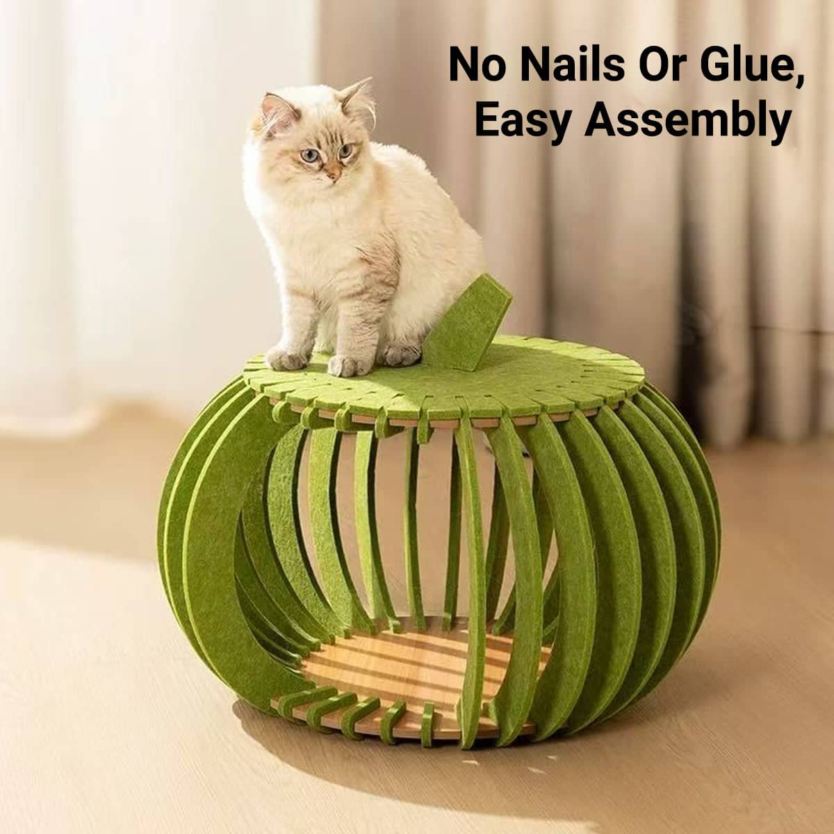 Pumpkin Cat Nest Felt Cat Bed - Green - view 5