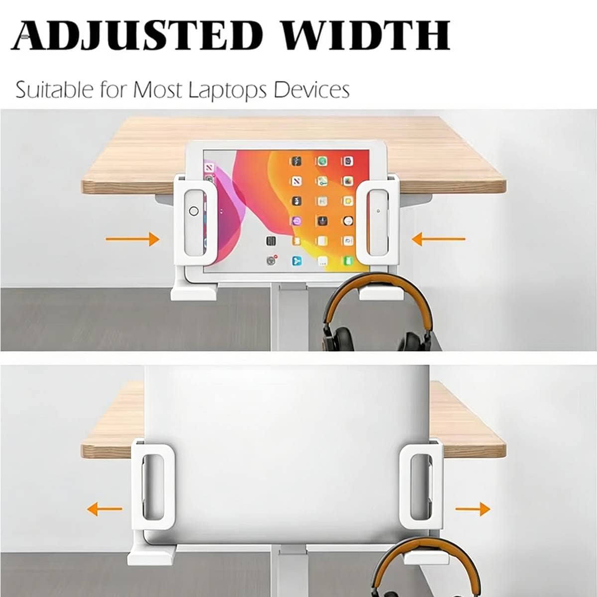 Punch Free Aluminium Laptop Side Mount Holder for Desk - White - view 4