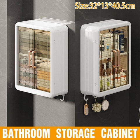 Punch-Free Wall Mounted Bathroom Storage Cabinet - Cream