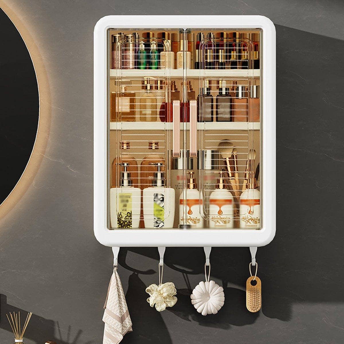 Punch-Free Wall Mounted Bathroom Storage Cabinet - Cream - view 4
