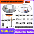 Punch-Free Wall Mounted Mop Rack, Nail-Free Storage Rack - Silver - view 2