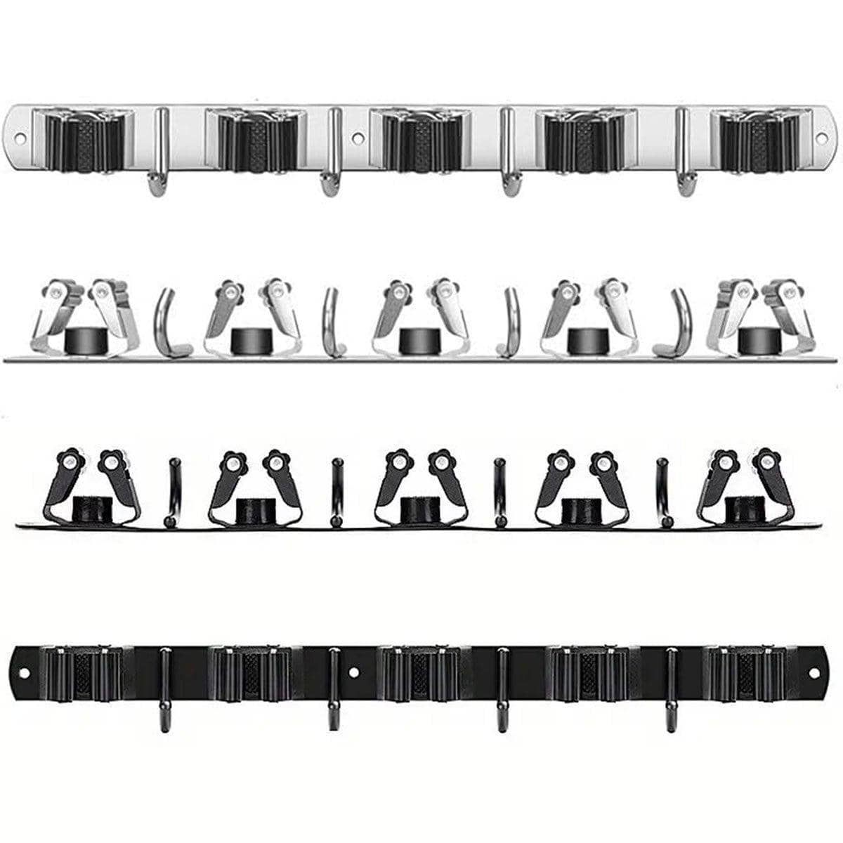 Punch-Free Wall Mounted Mop Rack, Nail-Free Storage Rack - Silver - view 3