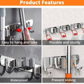 Punch-Free Wall Mounted Mop Rack, Nail-Free Storage Rack - Silver - view 5