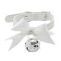 Punk Style Bow Bell Choker, Adjustable PU Leather Collar - White
