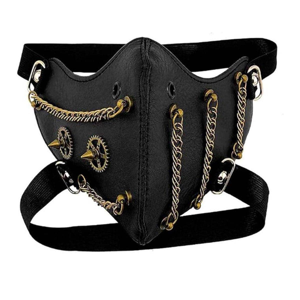Punk Style Chain Mask in PU Leather, Gothic Party Face Cover for Cosplay - view 2