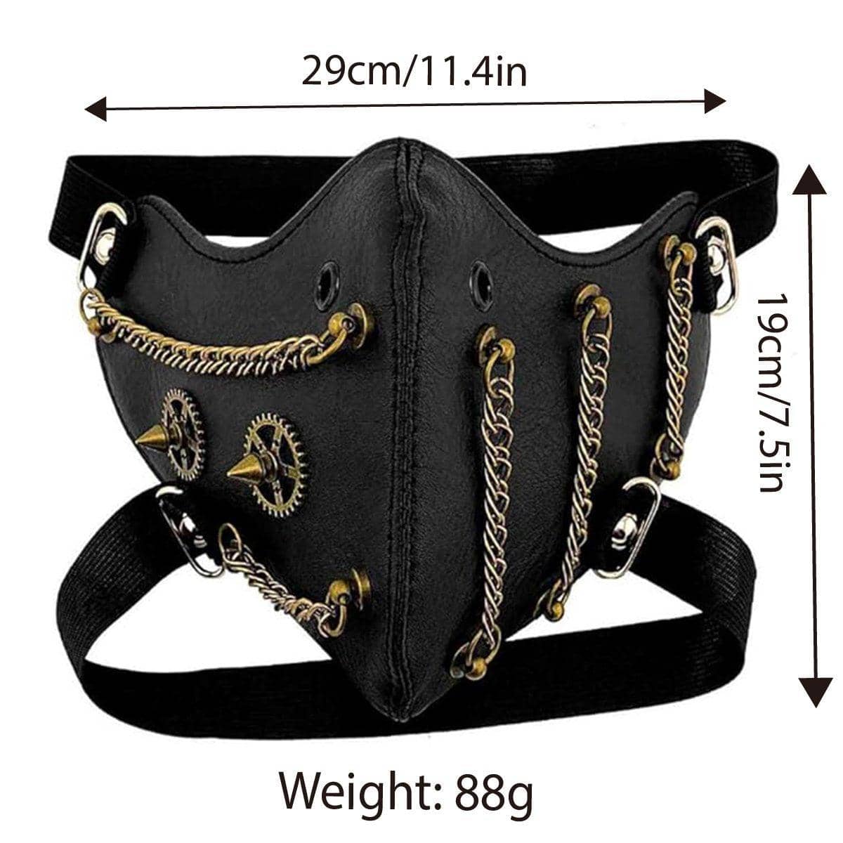 Punk Style Chain Mask in PU Leather, Gothic Party Face Cover for Cosplay - view 3