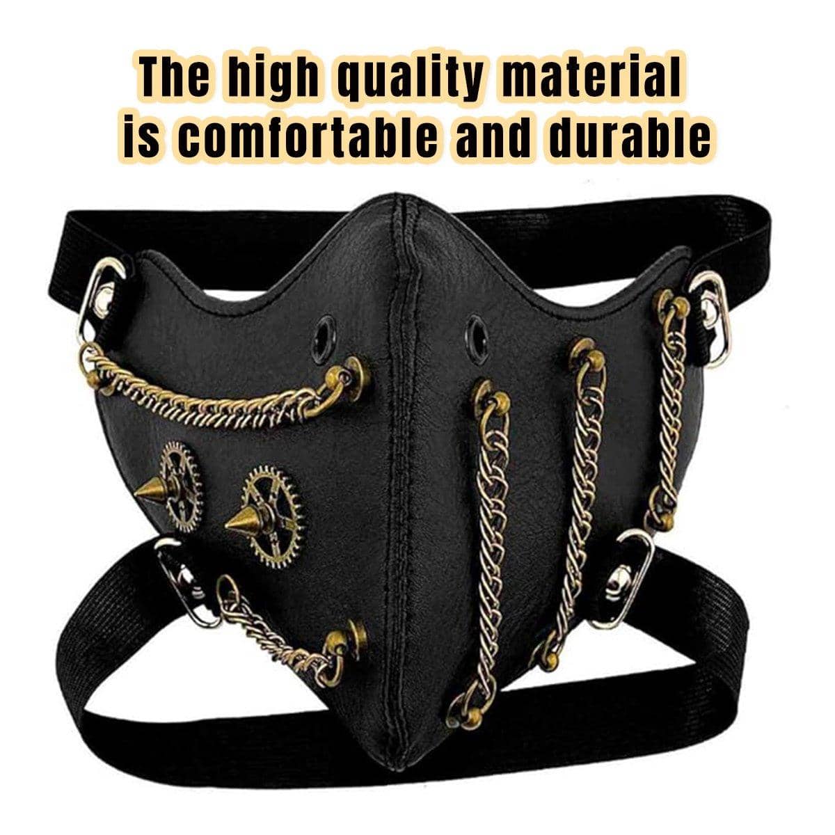 Punk Style Chain Mask in PU Leather, Gothic Party Face Cover for Cosplay - view 5