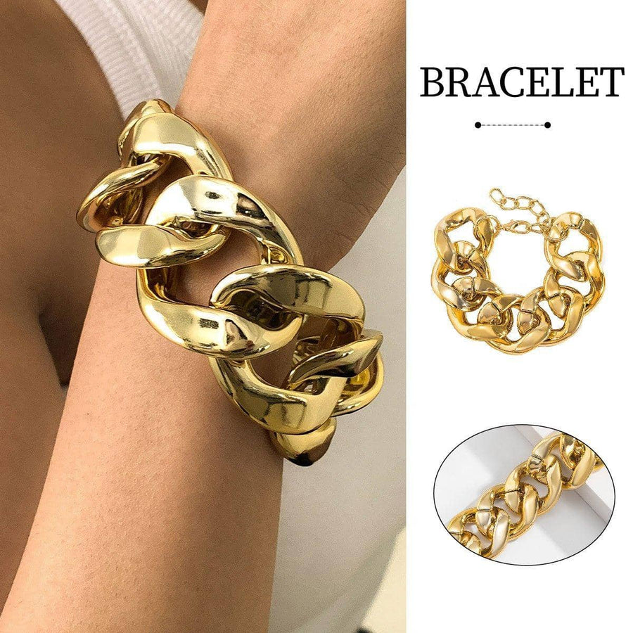 Punk Twist Thick Chain Bracelet for Men and Women, Gold Tone Jewellery