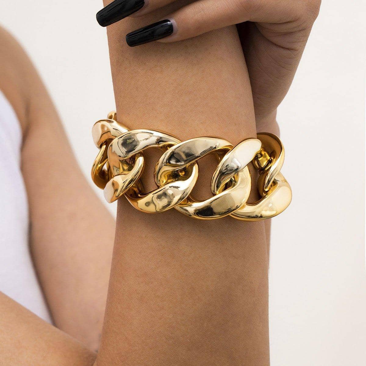 Punk Twist Thick Chain Bracelet for Men and Women, Gold Tone Jewellery - view 4