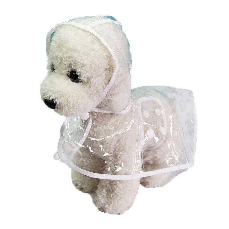 Puppy Waterproof Dog Raincoat Jacket - White, Size M (Length 27 cm)