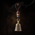 Pure Brass Bell Keychain with Engraved Sutra and Woven Rope - view 3