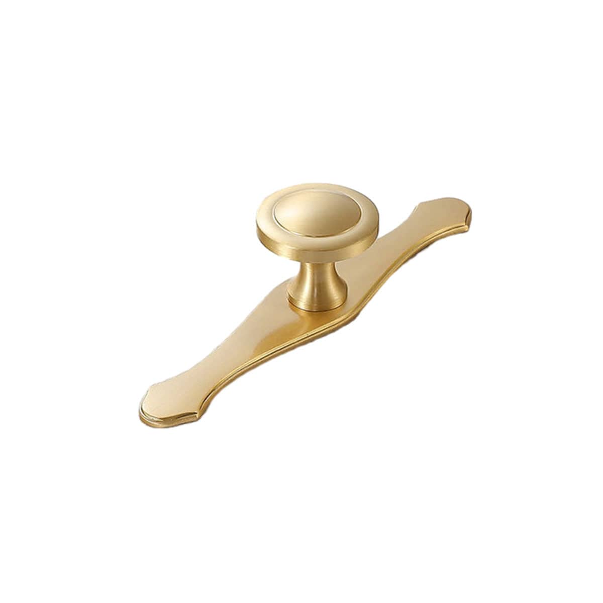 Pure Copper Cabinet Knob with Back Plate - Brushed Gold, Small