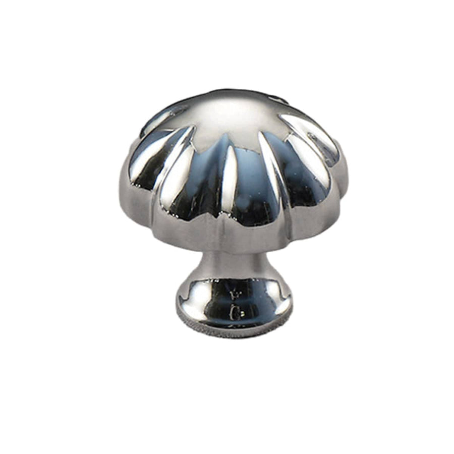 Pure Copper Wardrobe Drawer Knob, Bright Silver - Pumpkin Shape, 30 mm