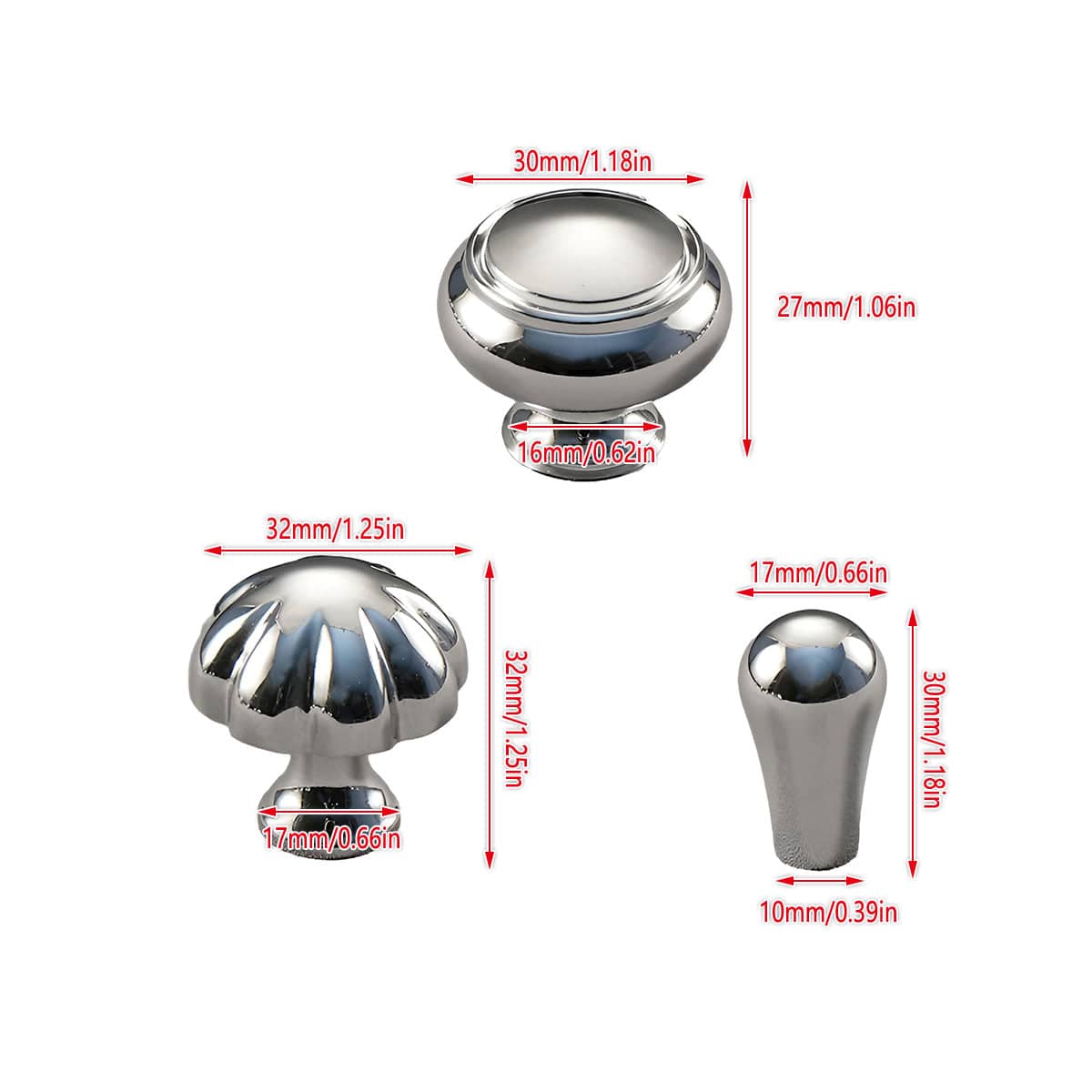 Pure Copper Wardrobe Drawer Knob, Bright Silver - Pumpkin Shape, 30 mm - view 4