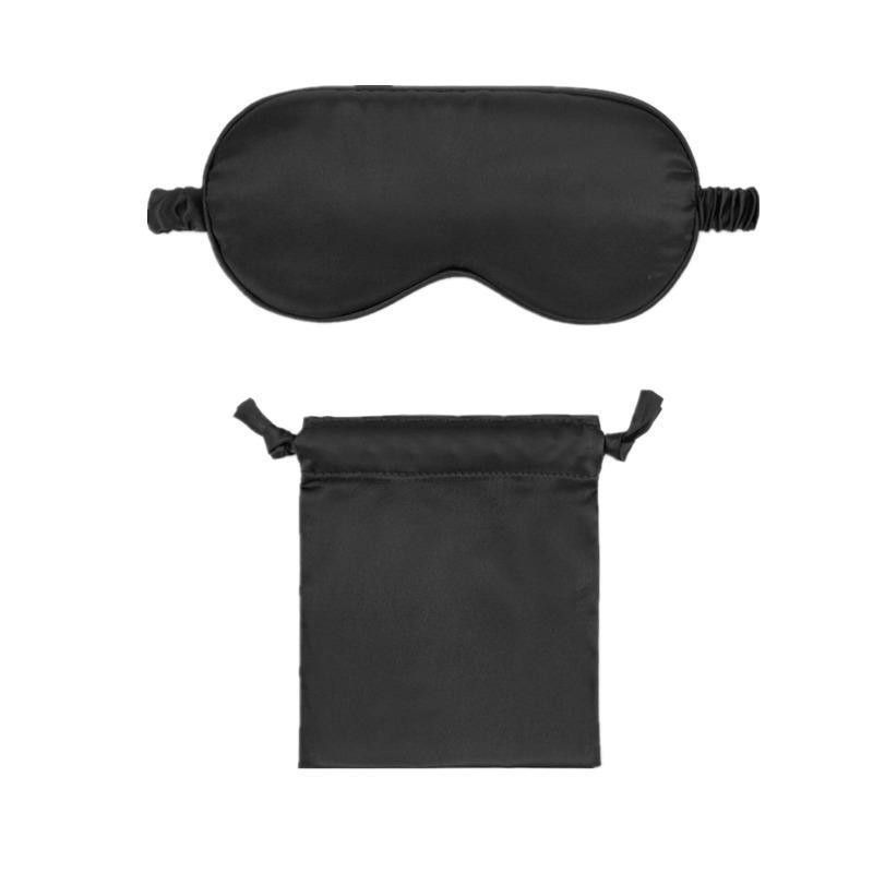 Pure Soft Silk Sleep Eye Mask Blindfold for Travel and Relaxing - Black