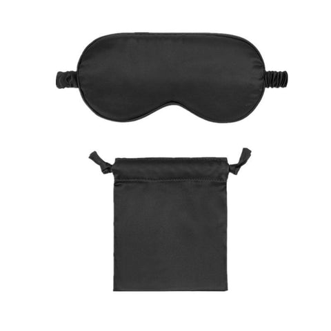 Pure Soft Silk Sleep Eye Mask Blindfold for Travel and Relaxing - Black