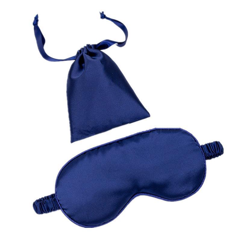 Pure Soft Silk Sleep Eye Mask Blindfold for Travel and Relaxing - Navy
