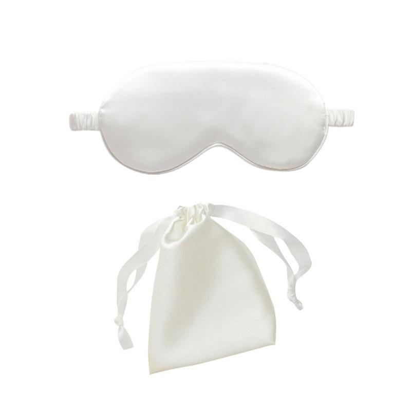 Pure Soft Silk Sleep Eye Mask Blindfold for Travel and Relaxing - White