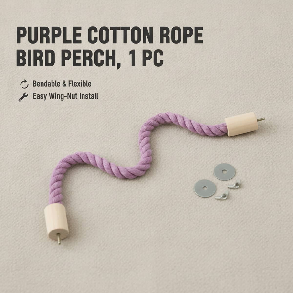Purple Bendable Rope Bird Perch for Parrots - 55 cm - view 4