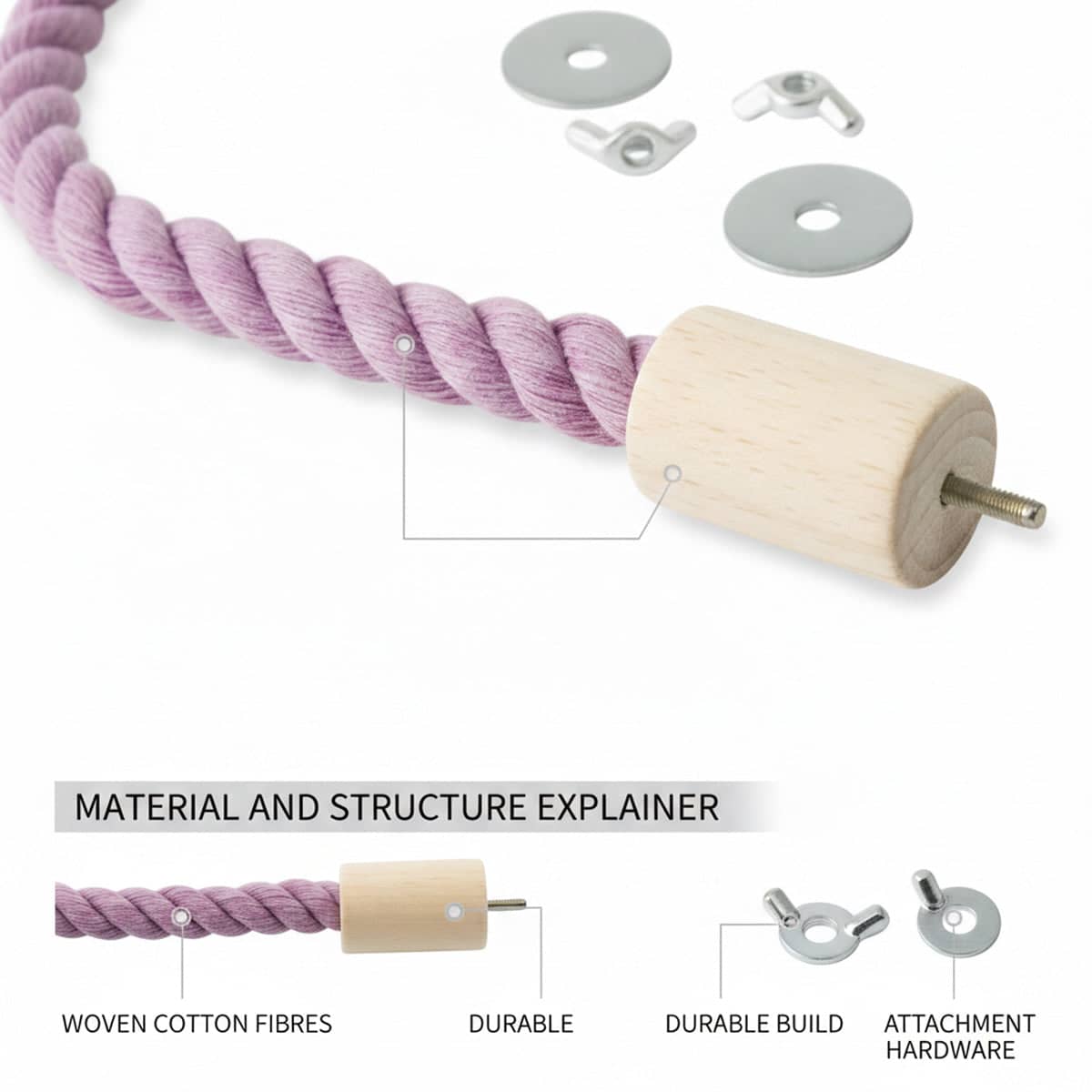 Purple Bendable Rope Bird Perch for Parrots - 55 cm - view 5