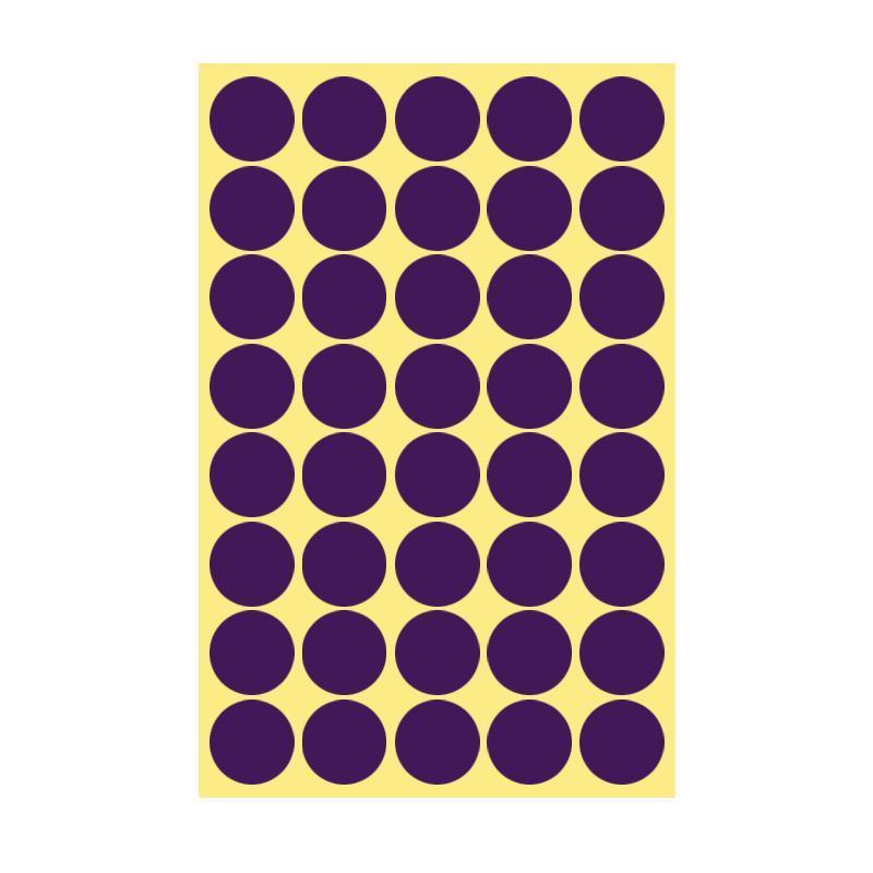 Purple Colour Sticker Dots Adhesive Round Labels - 25mm 40 Dots - 1 Sheet