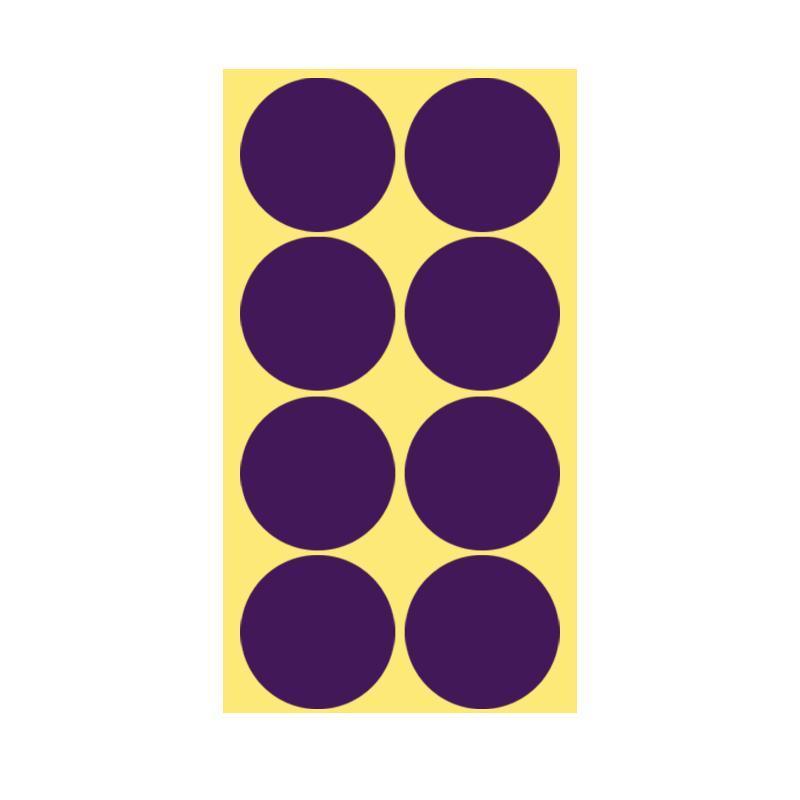 Purple Colour Sticker Dots Adhesive Round Labels - 50mm 8 Dots - 1 Sheet