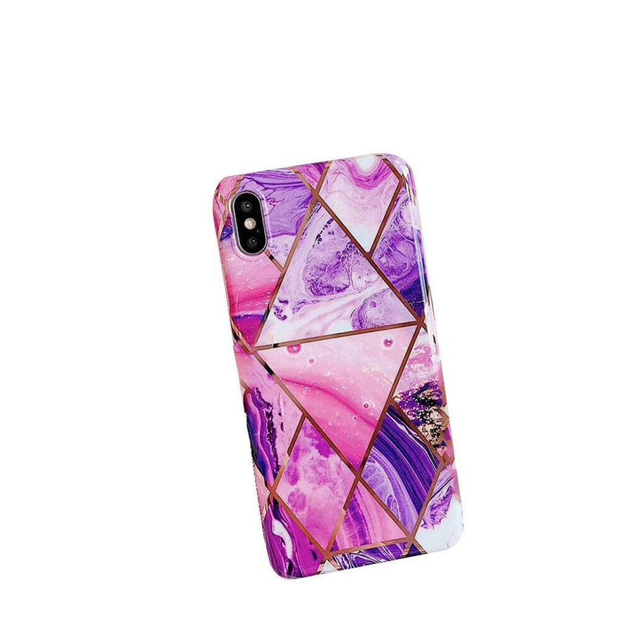 Purple Marble Shockproof Silicone Phone Case - For iPhone 11