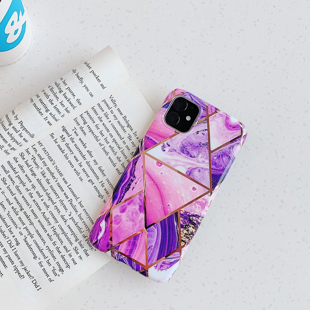 Purple Marble Shockproof Silicone Phone Case - For iPhone 14 Pro Max - view 12