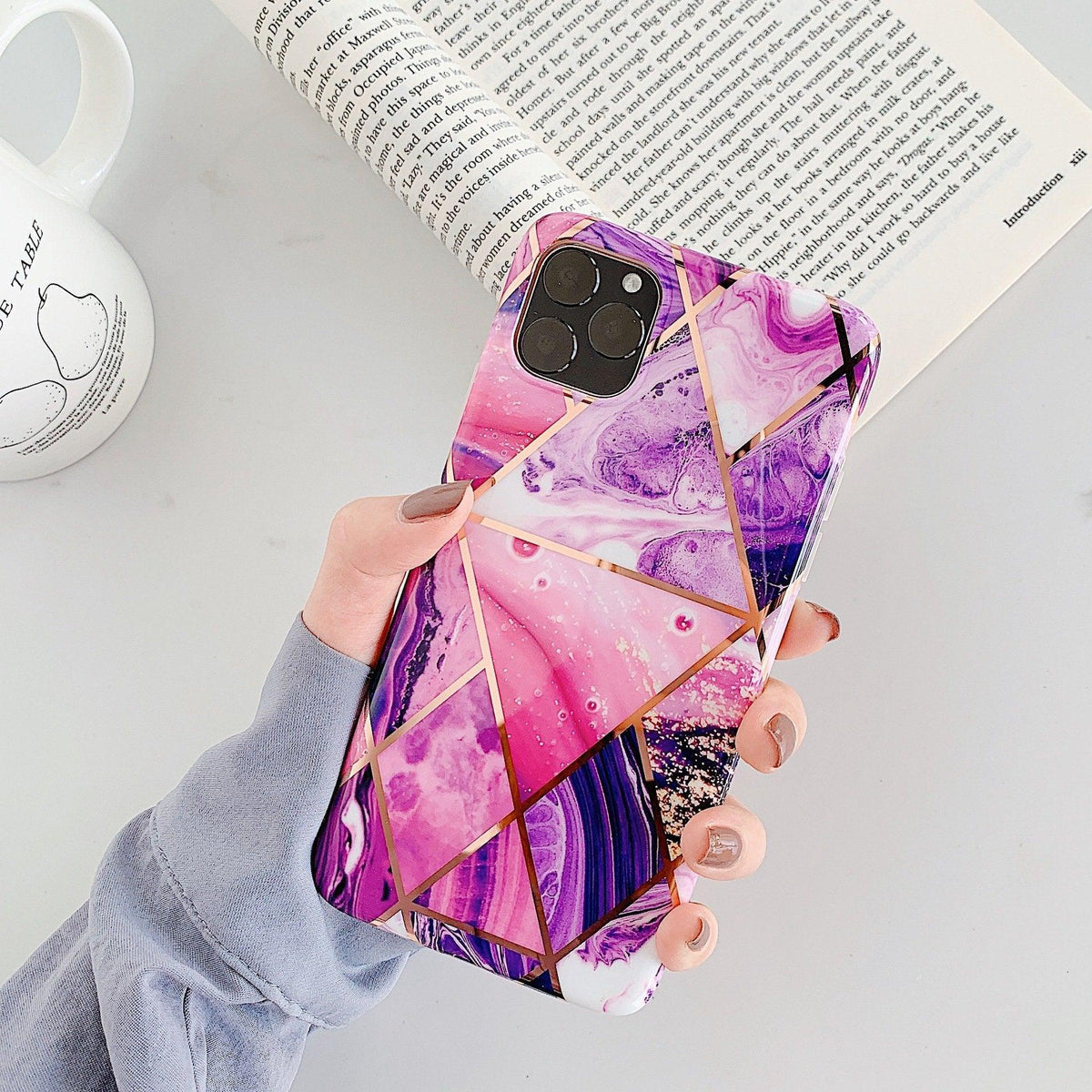 Purple Marble Shockproof Silicone Phone Case - For iPhone XS Max - view 13