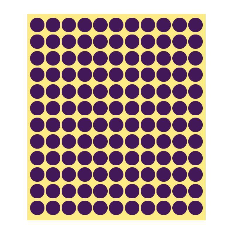 Purple Round Sticker Dots Adhesive Labels - 13mm, 132 Dots, 1 Sheet