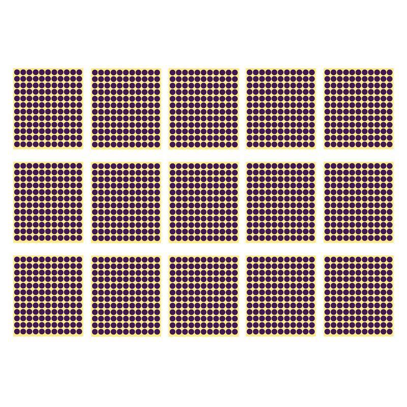 Purple Round Sticker Dots Adhesive Labels - 13mm, 132 Dots, 15 Sheets