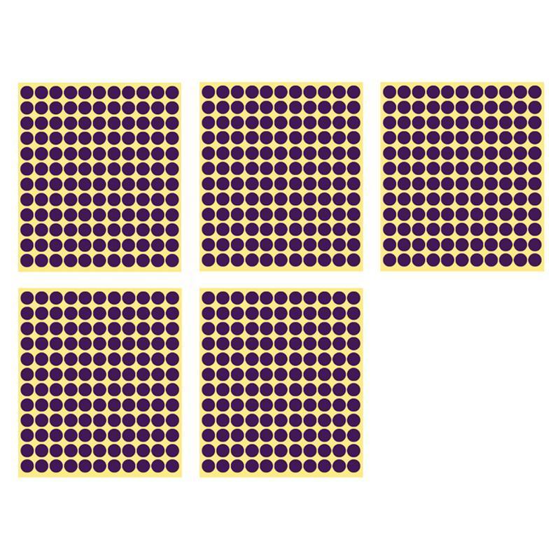 Purple Round Sticker Dots Adhesive Labels - 13mm, 132 Dots, 5 Sheets