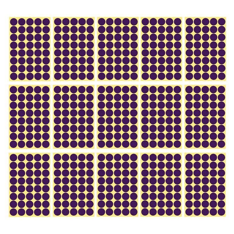 Purple Round Sticker Dots Adhesive Labels - 25mm, 40 Dots, 15 Sheets