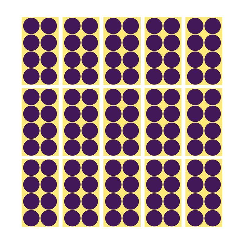 Purple Round Sticker Dots Adhesive Labels - 50mm, 8 Dots, 15 Sheets
