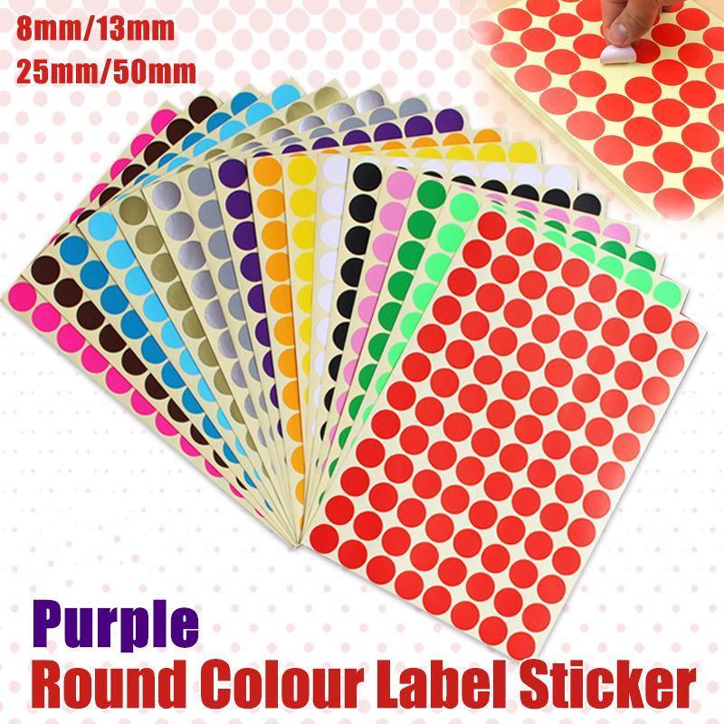 Purple Round Sticker Dots Adhesive Labels - 50mm, 8 Dots, 5 Sheets - view 2