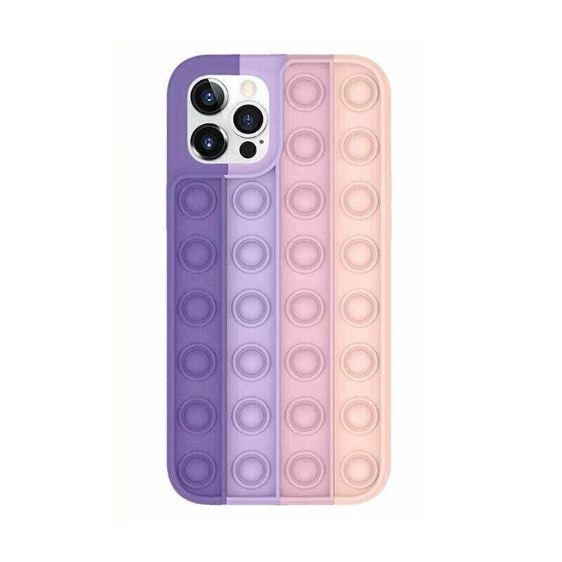Push Bubble Silicone Phone Case for iPhone 11 Pro - Purple and Pink