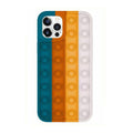Push Bubble Silicone Phone Case for iPhone 12 - Teal, Orange and White