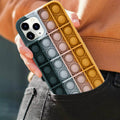 Push Bubble Silicone Phone Case for iPhone X and XS - Teal, Orange and White - view 3