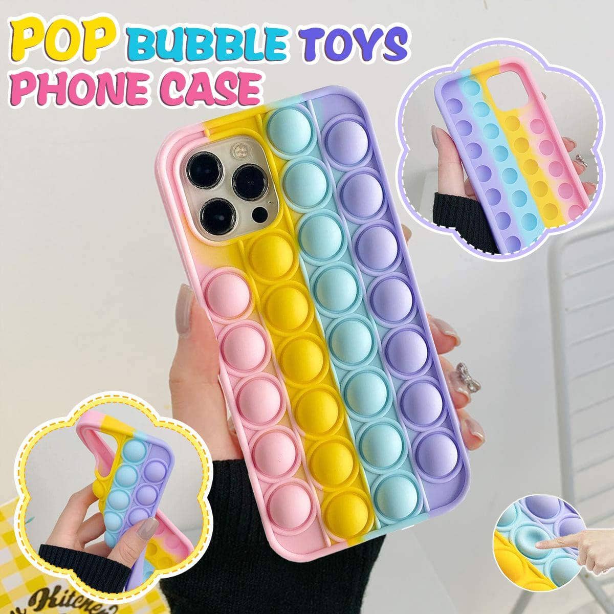 Push Bubble Silicone Phone Case for iPhone XR - Rainbow - view 2