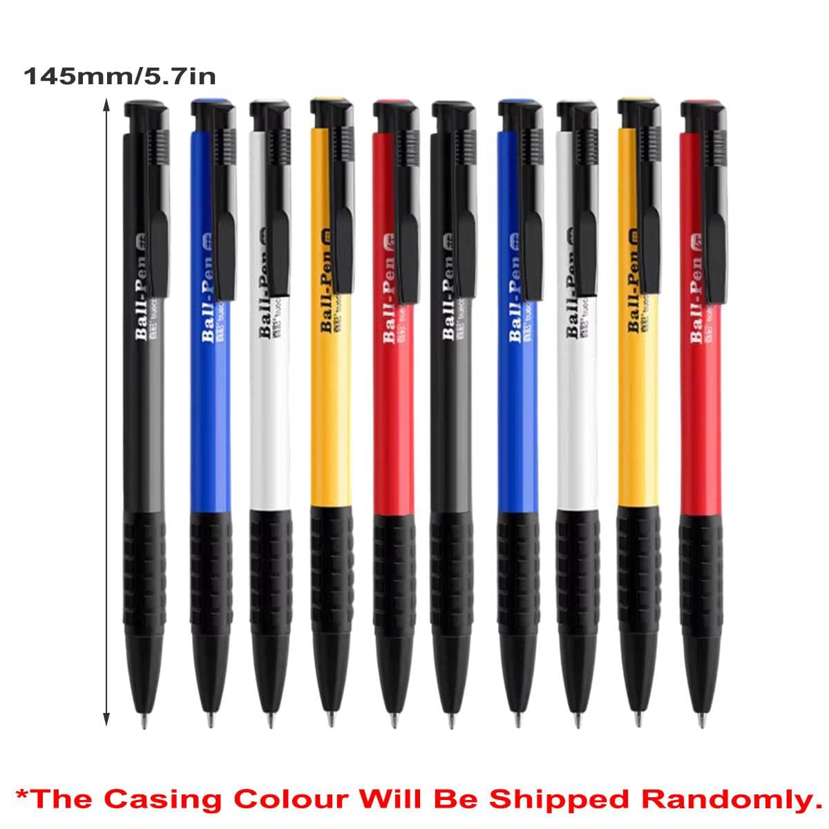 Push Button Ballpoint Pens - Pack of 10, Red - view 5