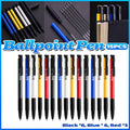 Push Button Ballpoint Pens with Rubber Grip, Pack of 15 (Black, Blue and Red Ink)