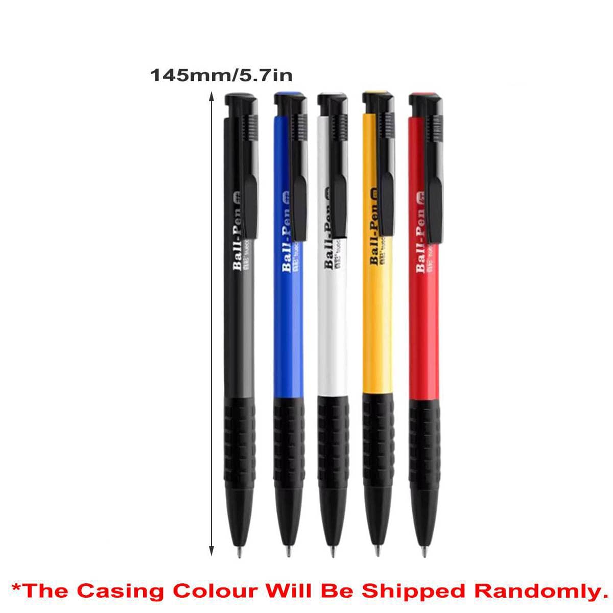 Push Button Ballpoint Pens with Rubber Grip, Pack of 15 (Black, Blue and Red Ink) - view 3